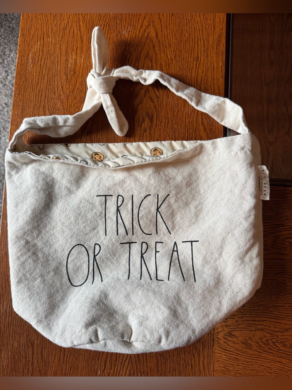 Rae Dunn Cream "Trick or Treat" Cotton Tote Bag
